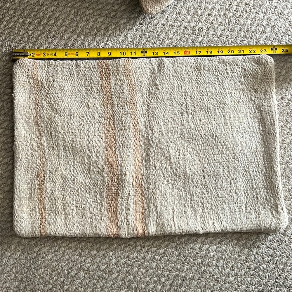 100% authentic vintage light pink peach Turkish hemp rug lumbar pillow cover - Picture 10 of 14